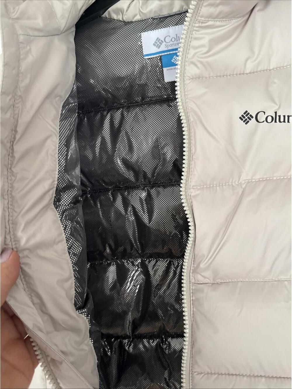 $90 Columbia Youth Size 6-7 XS Pike Lake II Hooded Omni Heat Puffer Jacket Tan - Picture 3 of 8